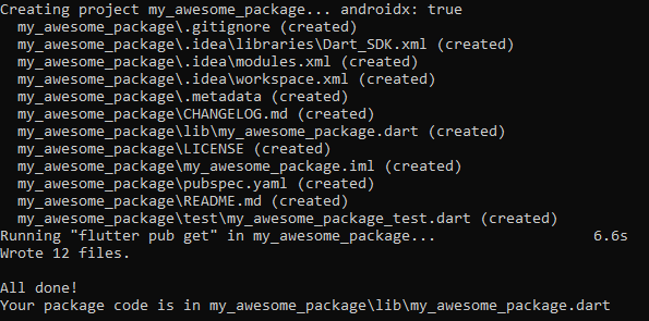 Create dart package application